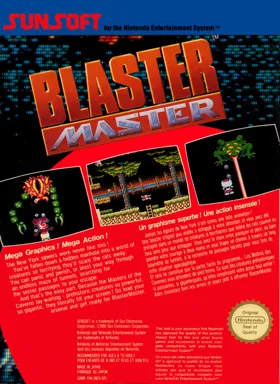 Blaster Master (USA) (Beta) (1988-05-20) box cover back